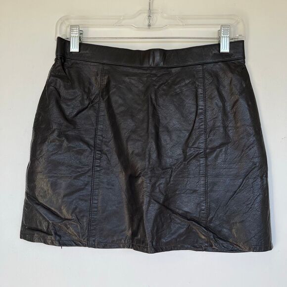 VTG 80s/90s Verducci Leather Motorcycle Mini Skirt Black Glove-Tanned Leather - Picture 8 of 10